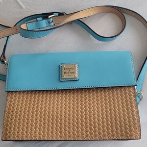 Dooney & Bourke Beacon Wowen ast West Flap Sky Crossbody Bag In Turquoise/Tan